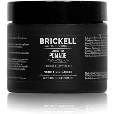Image of Brickell Men’s Styling Clay Pomade for Men, Natural &amp; Organic with Strong Hold Matte Finish, Product Modern Hairstyles, 59 ml, Scented