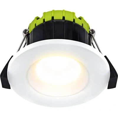 Image of Luceco FType LED Compact Regressed and Dimmable Fire Rated Downlight for Ceilings, 4 Watts, IP65 Rated, 2700K Colour Temperature, White Bezel (EFCB40W27 01)