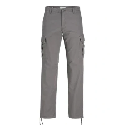 Image of JACK &amp; JONES Mens Cargo Combat Trouser Relaxed Fit Button Fastening Pants for Men UK, Smoked Pearl 30W / 30L