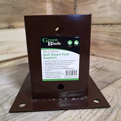Image of Brown Metal Bolt Down Post Support 10cm x By Green Blade