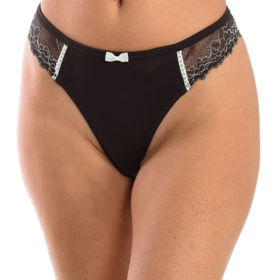 Image of Selene Womenss lace thong TG601 Dark Brown Size Medium