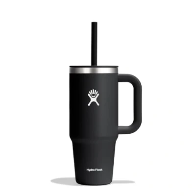 Image of HYDRO FLASK Travel Tumbler 709 ml (24 oz) with Closable Press in Straw lid Stainless Steel Double Wall Vacuum Insulated Splash Resistant Black