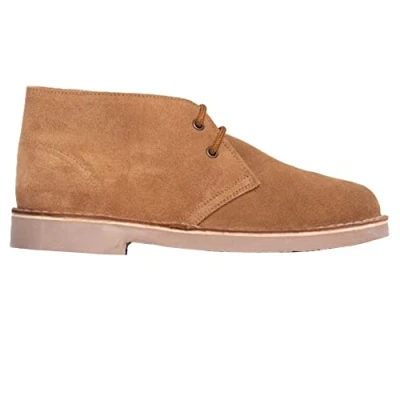 Image of Roamers Unisex Suede Leather Lace Up Fashion Ankle Desert Boots Sand Real Suede, Mens UK 12 / EU 46