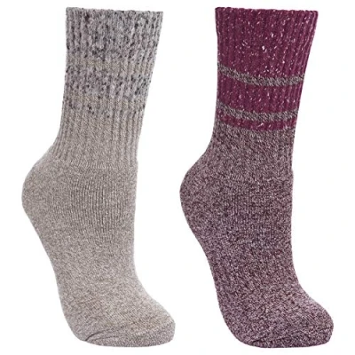 Image of Trespass Hadley, Grape Wine/Oatmeal, 3/6, Socks (2 Pairs) for Women, UK Sizes 3 6, Multicolour