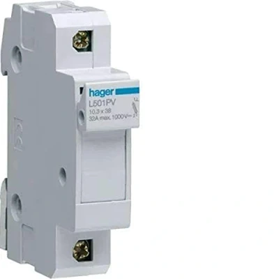 Image of Hager L501PV PVC Fuse Holder 10.3 x 38 mm 32a 1 Pole 1000v