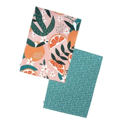 Image of Dexam Exotic Fruit Recycled Cotton Set of 2 Tea Towels Blush