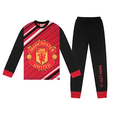 Image of Manchester United FC Official Gift Boys Sublimation Long Pyjamas 7 8 Years Red