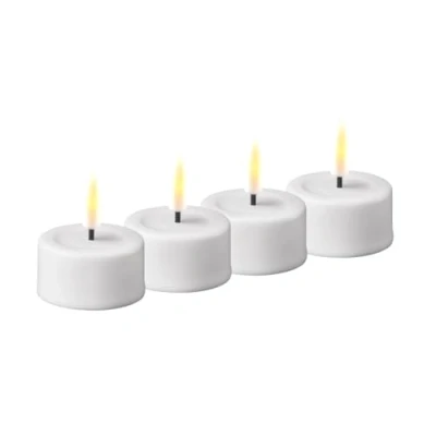 Image of Deluxe Homeart Indoor Flameless White LED Tealight Set of 4 with Real Flame™ Technology Battery Powered Candle