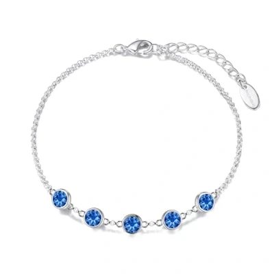 Image of Philip Jones Dark Blue Crystal Chain Bracelet Created with Zircondia® Crystals