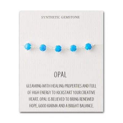 Image of Philip Jones Synthetic Blue Opal Gemstone Bracelet with Quote Card