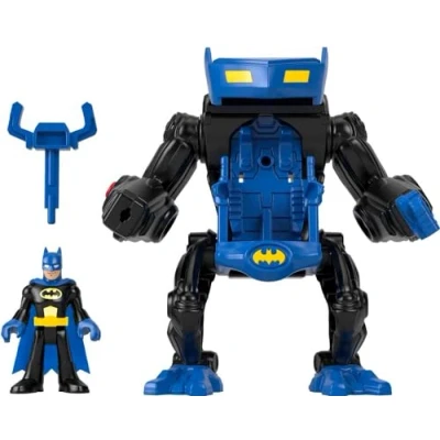Image of Imaginext DC Super Friends Batman Battling Robot with Poseable Figure and Lights for Preschool Pretend Play Ages 3+ Years, HGX79