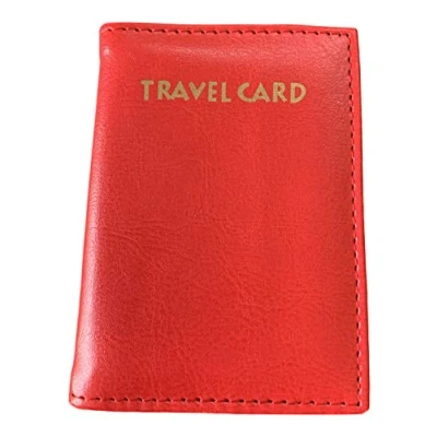 Image of Lorenz Leather Effect Grained PU Travel Id Pass Card Holder with Rear Window Red