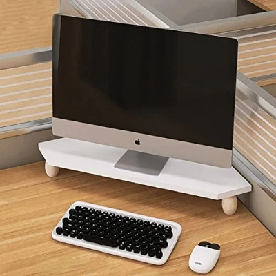Image of Corner Desk Monitor Stand,Triangle Computer Screen Riser,Desktop Display Stand for Printer,Laptop and Monitor,Office Organiser Shelf