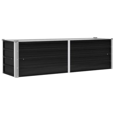 Image of vidaXL Galvanised Steel Planter pot Anthracite Coloured Raised Garden Bed for Outdoor, Patio, Spacious and Weather resistant plants, herbs, flowers