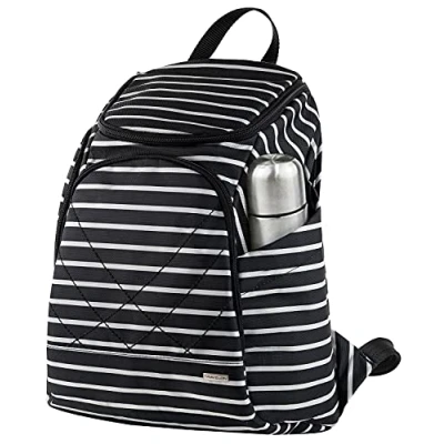 Image of Travelon Anti Theft Classic Backpack, Black W/White Stripe, One Size, Laptop