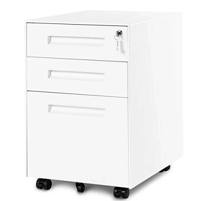 Image of Merax Lockble Filing Cabinet 3 Drawers with Embedded Handle, White, 41x52x60 cm