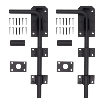Image of Gate/Garage Drop Down Bolt Black 12 Inch / 300mm Pack of 2
