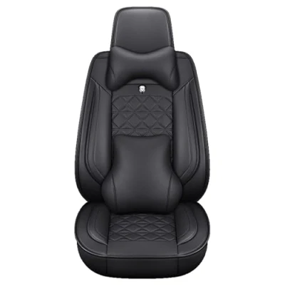 Image of Eunncu Universal Car Seat Covers Waterproof Leather Full Set, Can Protect Front and Rear Seats, To Fit Most Cars, Side Airbag Compatible, Black Luxury