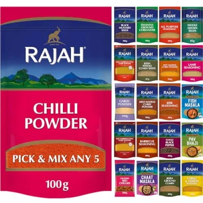 Image of Chilli Powder by Rajah Spices Lonka Marchu Mirch 5 x 100g or Pick Any