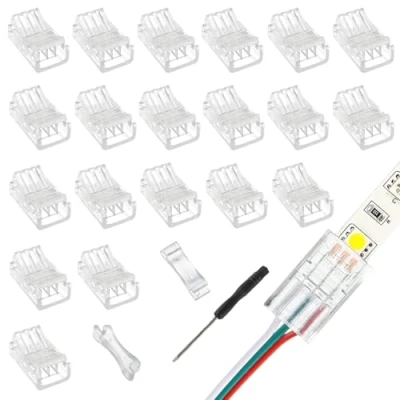 Image of EPLZON 3 Pin 10 mm LED Strip Connector Light to Wire Quick RGB Lights Adapter Clear Unwired Gapless Track Lighting for 5050 Light(20pcs)