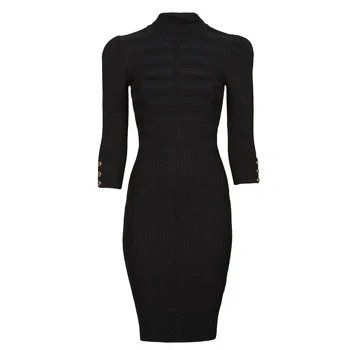 Image of Morgan Women&#039;s Trico Dress Long Sleeve 212 rmto, Black, 8