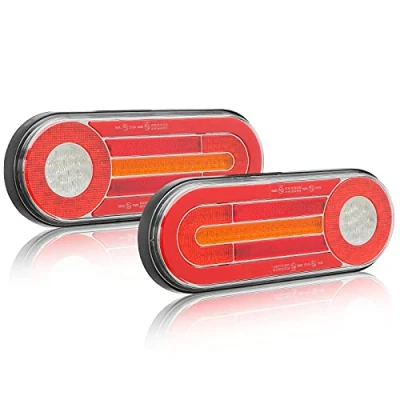 Image of D TECH 2pcs Led Trailer Rear Lights,Brake Light,Reverse Fog Light,Neon effect Tail light,Dynamic Turn Signal Indicator Lamp Truck Lorry RV Caravan Motorhome Vans light(L+R),ECE Approval