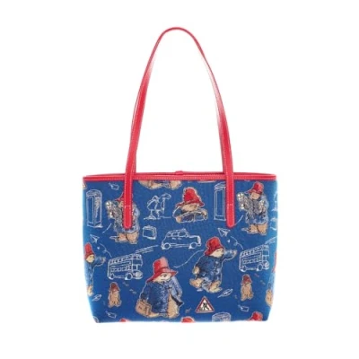 Image of Signare Paddington Bear Blue Tapestry Shoulder Bag Large Tote Handbag One Size Measures 33cm (W) x 27cm (H) 15cm (D) Top Handles Lightweight Eco Friendly Holiday Travel Work Quality