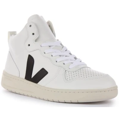 Image of Veja V 15 Women&#039;s Lace Up Leather Trainers (White Black, Size 5)