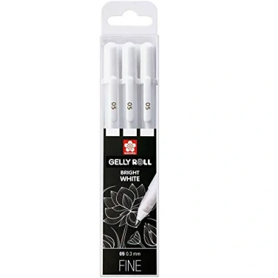 Image of Sakura gelly roll, white, 3 pens, bright in a case, fine size 05