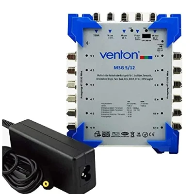 Image of Venton Sat Multiswitch 5/12 MSG I for up to 12 Participants Satellite Splitter 5 Inputs Outputs UHD Full HD TV 4K 3D Receive Digital &amp; Terrestrial Signals Includes Power Supply