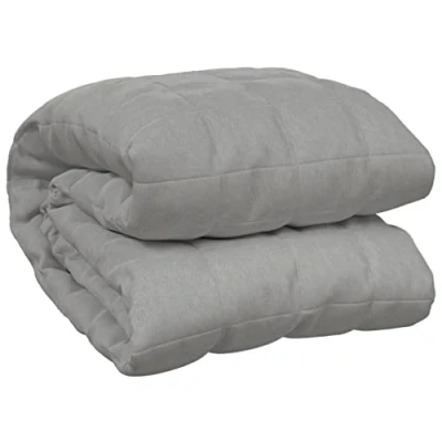 Image of vidaXL Weighted Blanket Bedroom Bedding Calming Cotton Quilt for Anxiety Stress Relief Grey 200x200 cm 9 kg Fabric