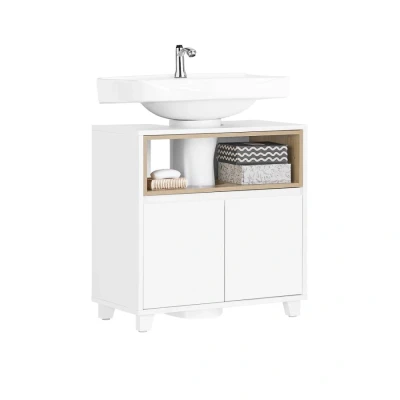 Image of SoBuy Under Sink Cabinet Bathroom Vanity Unit Suitable for Pedestal Sinks White W60 x D30 H61cm BZR148 W
