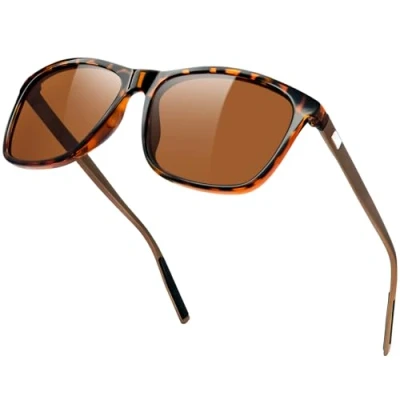 Image of KANASTAL Brown Sunglasses Mens Polarised Leopard Women Retro Classic UV Protection Vintage Fishing Driving Tortoiseshell Frame Lens