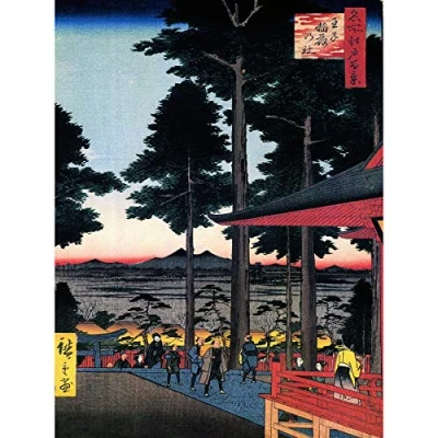 Image of Wee Blue Coo Utagawa Hiroshige Inari Shrine Oji Large Wall Art Poster Print Thick Paper 18X24 Inch