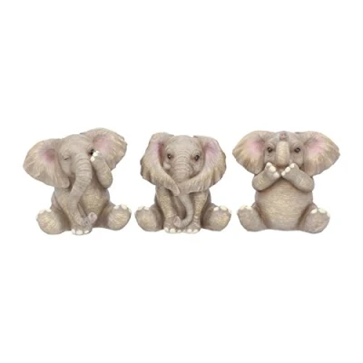 Image of CIME Home Three Baby Elephants Figurine 8cm Grey