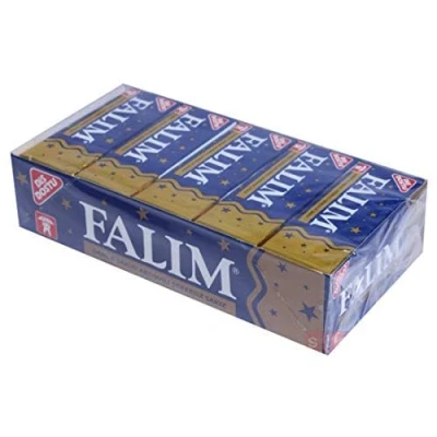 Image of Falim Sugarless Plain Chewing Gum with Mastic Flavour, 100 Pieces (5 x 20 Pieces), Natural Refreshing Button, Long Lasting Freshness, Trinovi