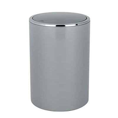 Image of Wenko&quot; Inca Swing Cover Bin, ABS, Grey, 18.5 x 25.5 cm