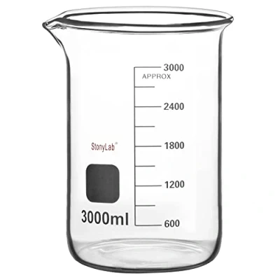 Image of stonylab Glass Beaker, 1 Pack Borosilicate Graduated Low Form Griffin Beaker with Pouring Spout Lab 3000 ml