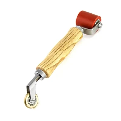 Image of QWORK® 2 IN 1 Seam Roller, 40mm Silicone Roller and 6mm Brass Detail Penny Smoothing Tool for PVC/TPO/EPDM Single Ply Roofing Tape