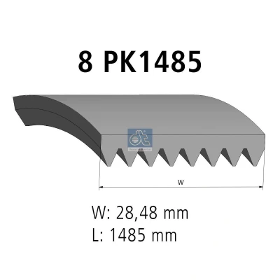 Image of 1389016, 1530987, 1800543 V ribbed belt DT Spare Parts 1.21185 1485mm 8 BMW: 5 Saloon, X5, Touring