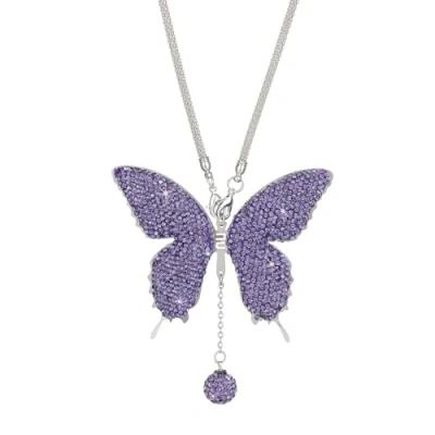 Image of Car Hanging Ornament Bling Butterfly Rearview Mirror Pendant Accessory (Purple)