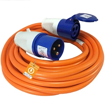Image of Xtremeauto 10M Extension Lead Heavy Duty Caravan Hook Up Cable, 240V 16amp Cable Camping High Vis Orange Mains Power Perfect For Campervan &amp; Motorhome (10M)