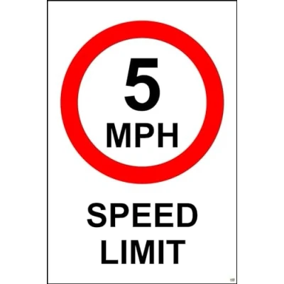 Image of 5 MPH Speed Limit Safety Sign 1.2mm Rigid Plastic 600mm x 400mm Case (Pack of 5)