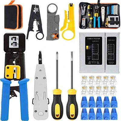 Image of MAYLINE Network Tool Kit, Cable Tester Repair Tools, Wire Stripper, Crimping, Punch Down RJ11 RJ45 Cat5 Cat6 Data Stripper (Full Set)