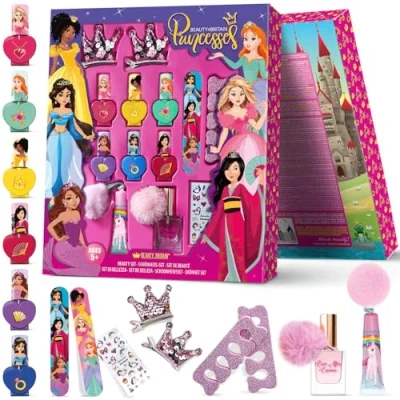 Image of Beauty4Britain Kids Nail Polish Set 6 Water Based, Non Toxic Peel Off Strawberry Aroma &amp; Accessories Body Mist, Lip Gloss, Hair Clips, Stickers, Manicure Pedicure Items