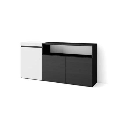 Image of Skraut Home Sideboard cabinet Storage living room 150x75x35cm 3 Doors Buffet Modern Style White and Black