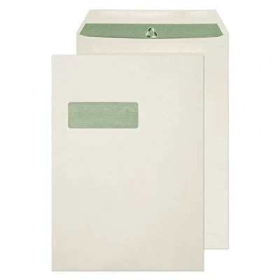 Image of Blake Purely Environmental C4 324 x 229 mm 90 gsm Flora Recycled Pocket Self Seal Window Envelopes (RE3759) Natural White Pack of 250