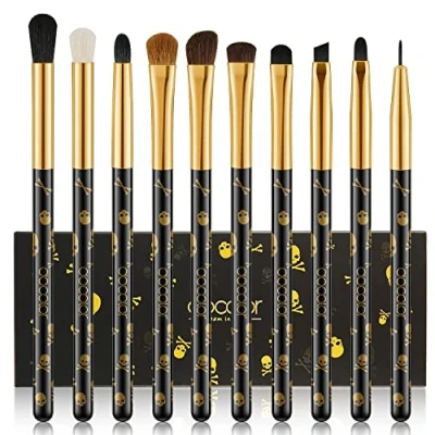 Image of Docolor Eye Makeup Brushes 10pcs Eyeshadow Brush Set Professional with Soft Synthetic Hairs &amp; Real Wood Handle for Eyeshadow, Eyebrow, Eyeliner, Blending