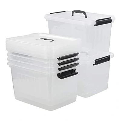 Image of Nesmilers 6 Packs Plastic Storage Box, 12 L Container, Clear Box with Lid