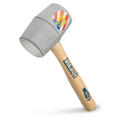 Image of Estwing DH 12N 12oz Deadhead Bounce Resistant Gray Rubber Mallet with Hickory Handle and Soft Face